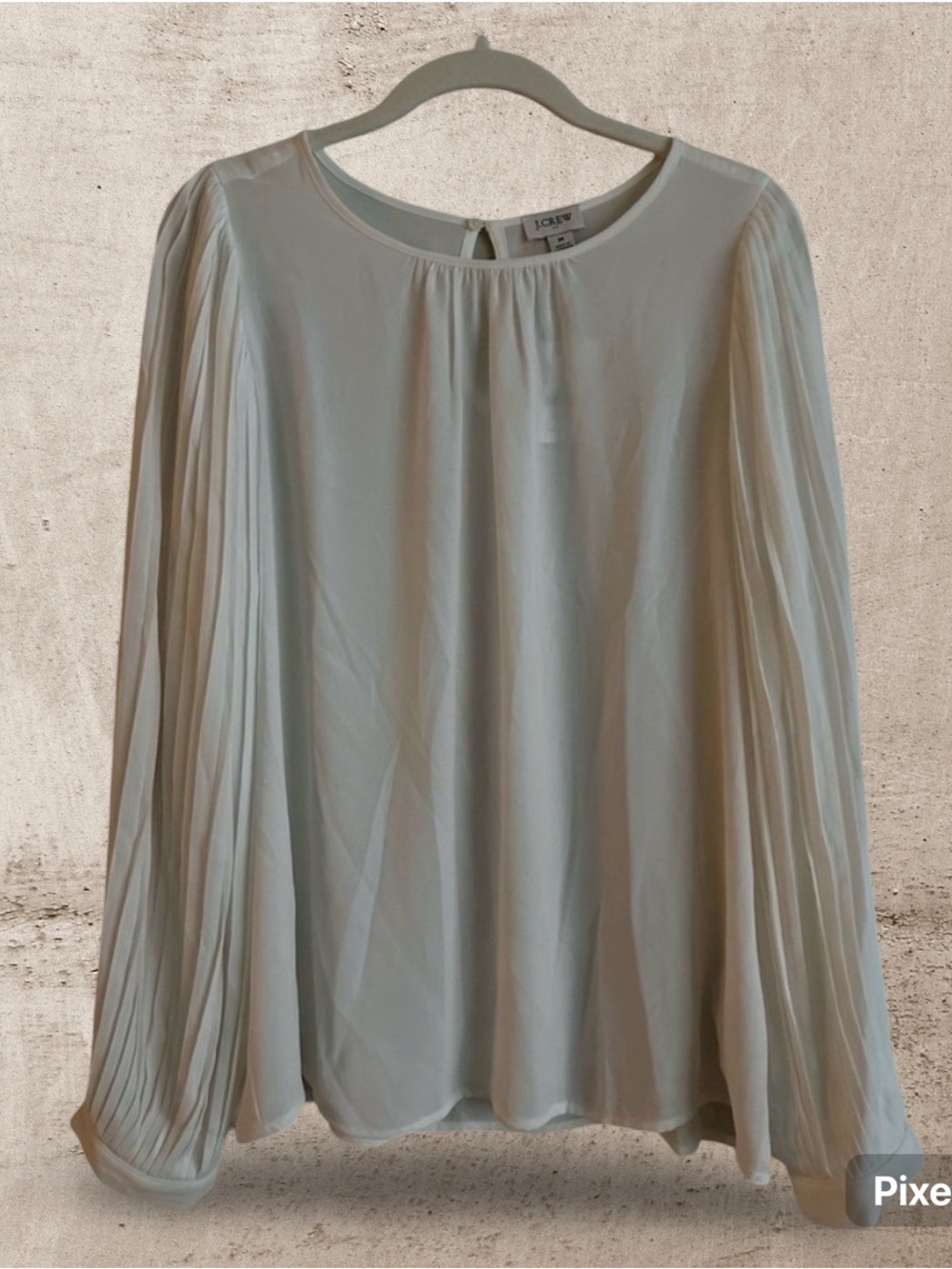 J Crew Cream Long Pleated Sleeves Elegant Blouse NWT Medium